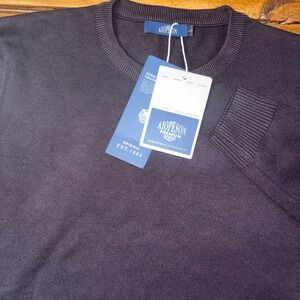 AIOPESON Crewneck Sweater Mens Large Black Ribbed Knit Business Casual NEW